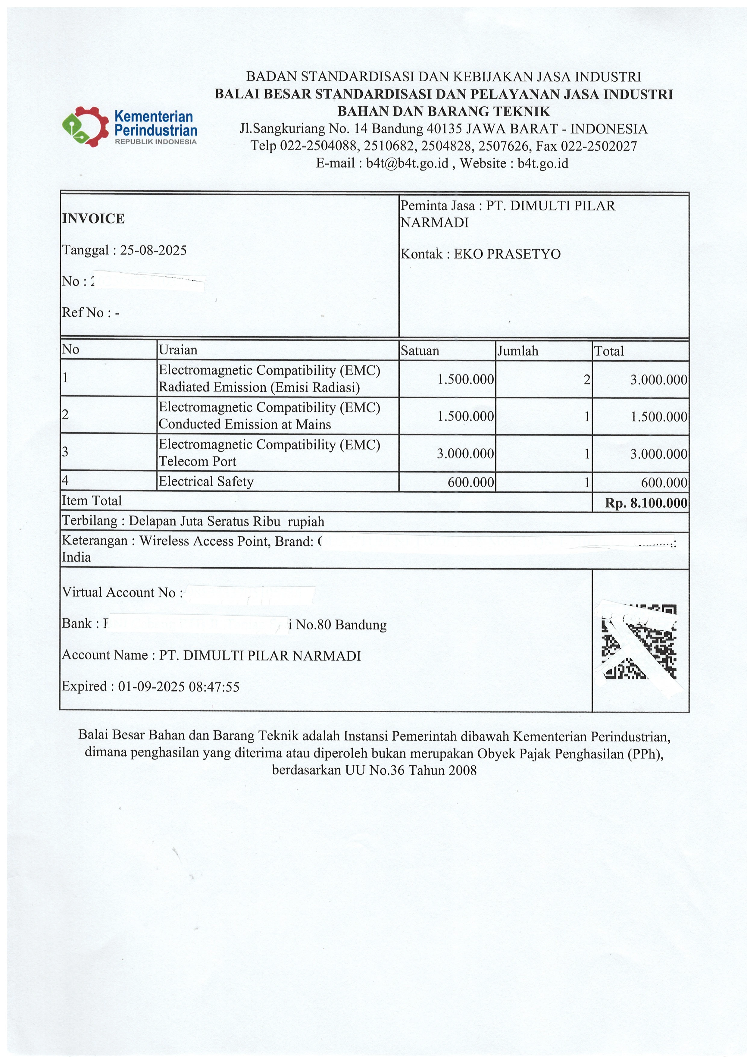 Biaya pengujian EMC wireless access point