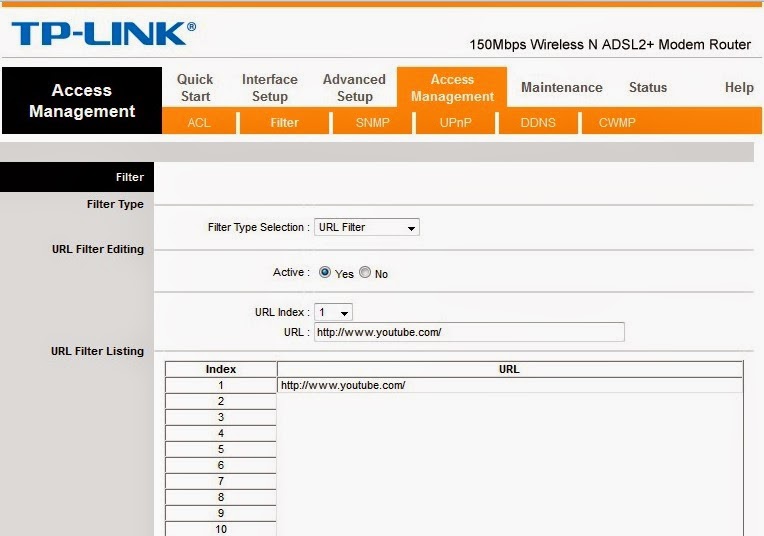 Memblokir Web YouTube melalui modem router speedy