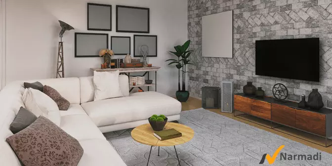 sofa pada dekorasi ruang keluarga