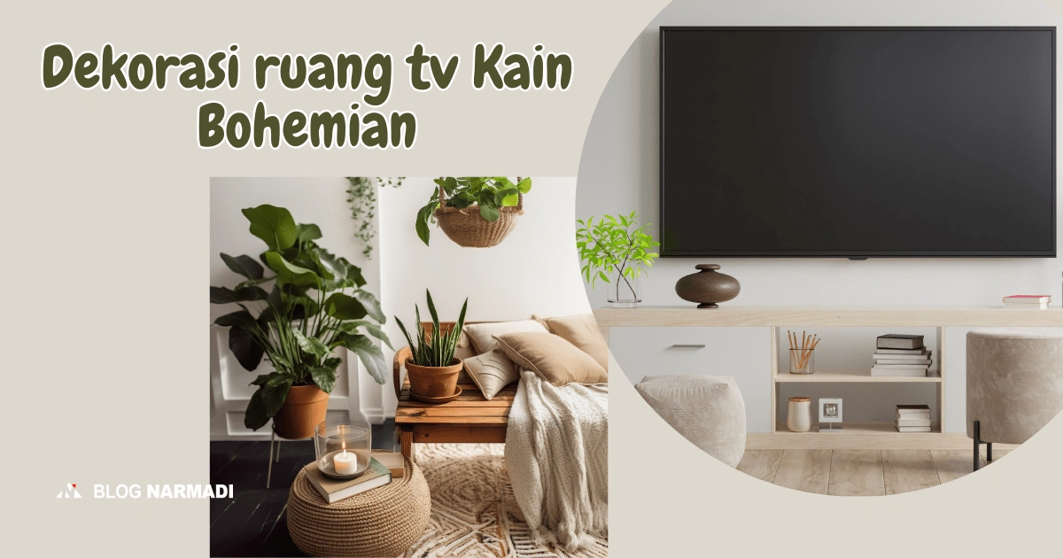 Dekorasi ruang tv Kain Bohemian