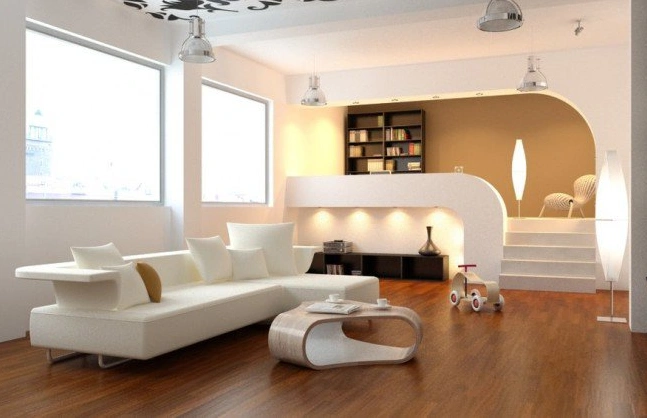 Desain interior ruang tamu bergaya minimalis di rumah type 36