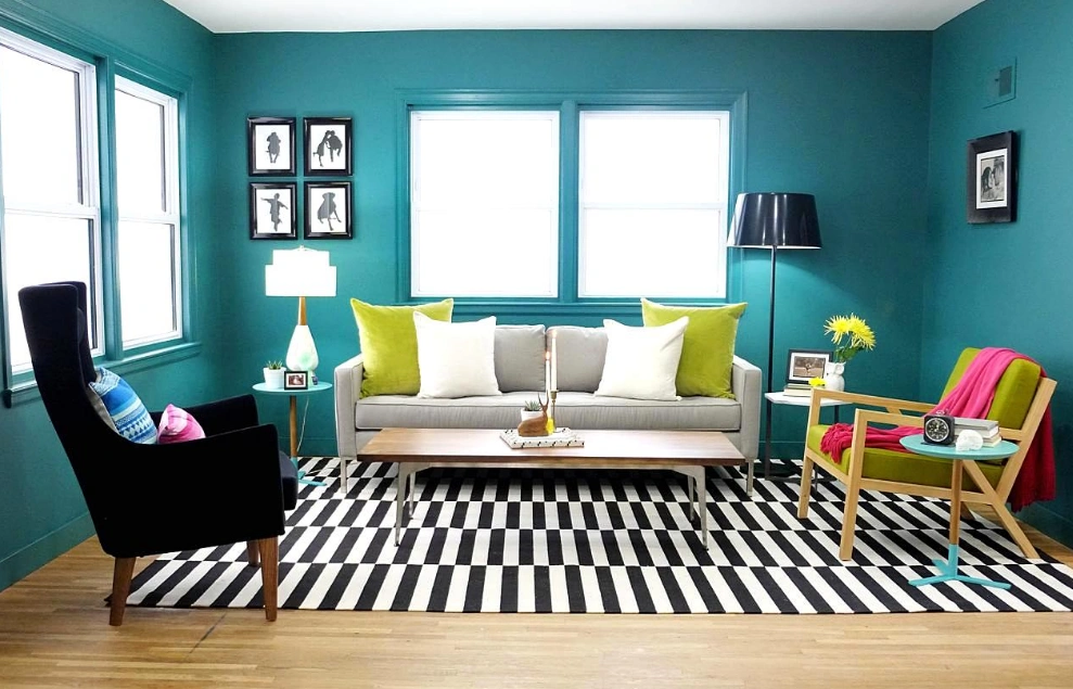 Desain interior ruang tamu bernuansa sejuk