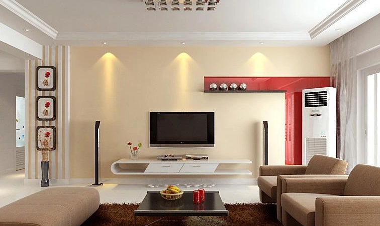 Model dan desain dan Dekorasi ruang tamu minimalis ukuran 3x3  dengan sofa coklat