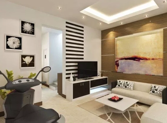 Model dan desain dan Dekorasi ruang tamu minimalis ukuran 3x3  dengan sofa putih