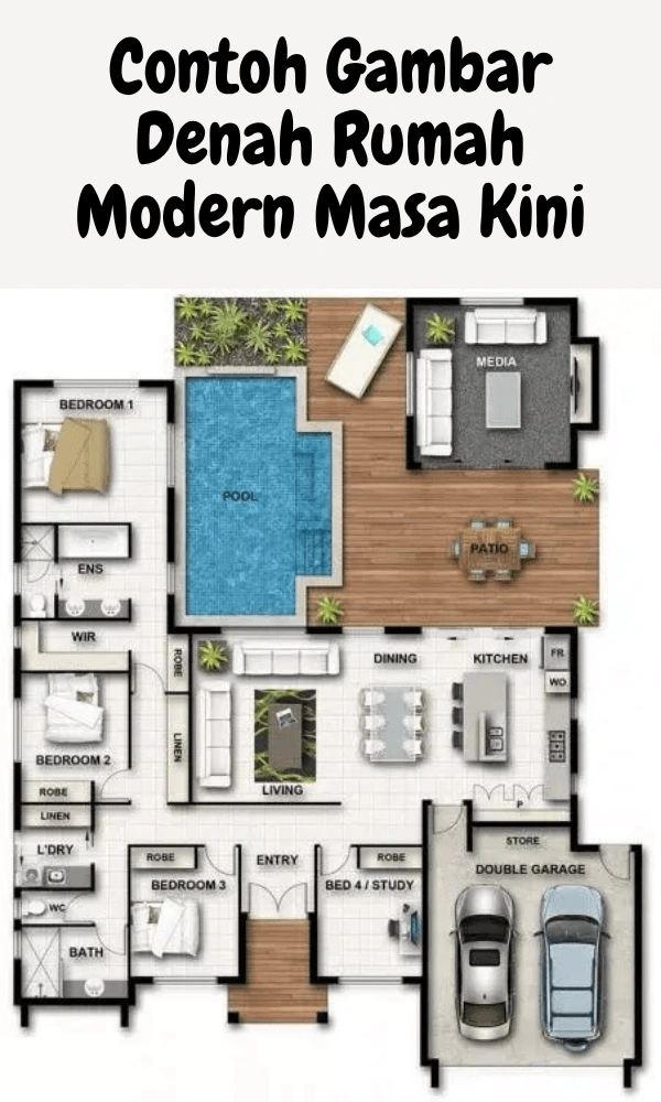 contoh gambar denah rumah modern masa kini